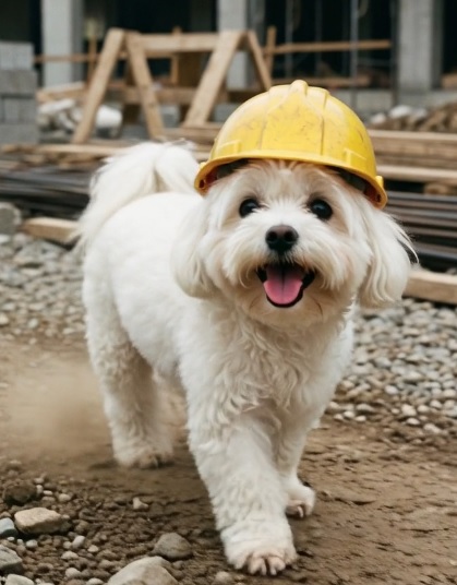 Dog on the worksite